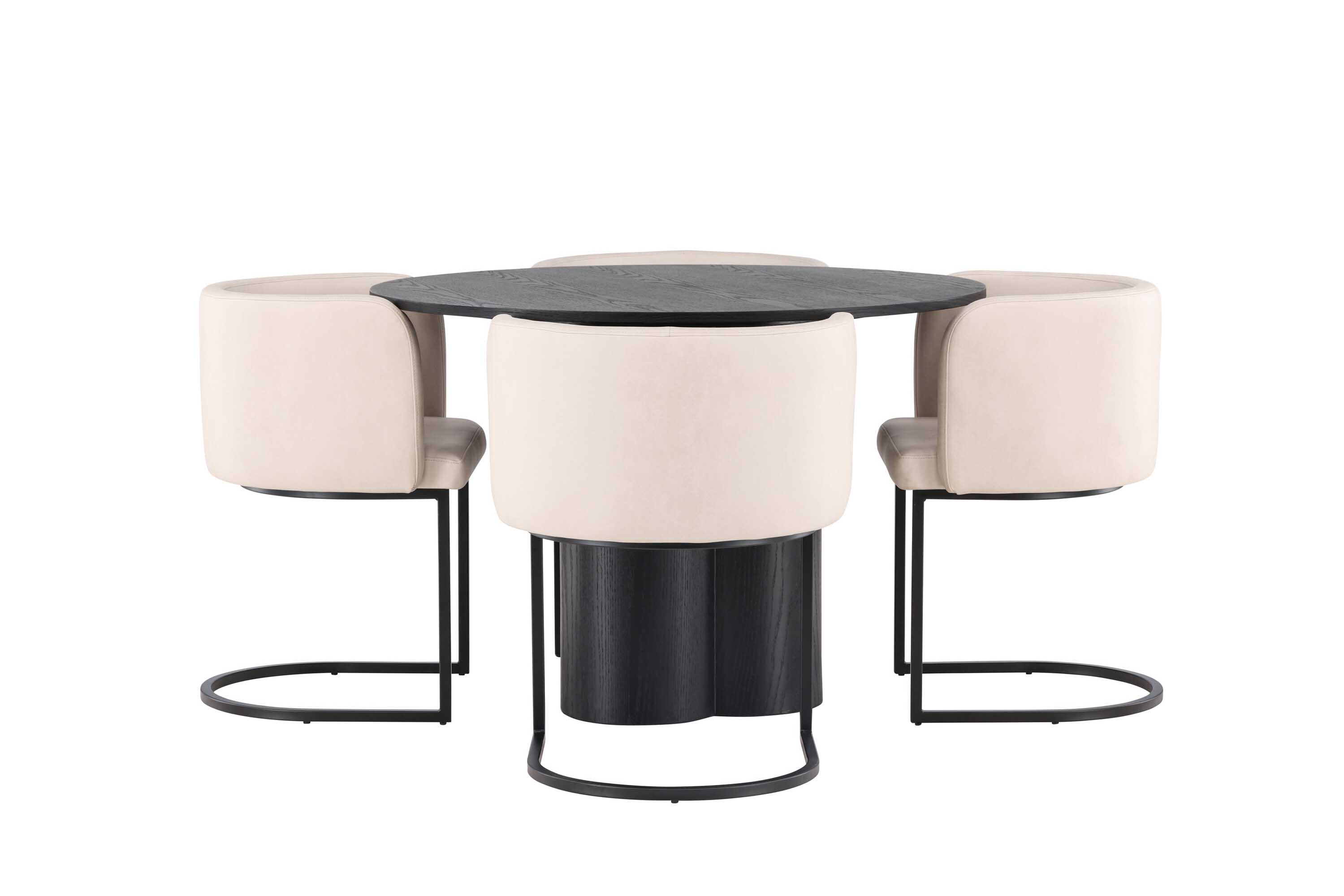 Köp Olivia & Simrishamn spisegruppe - Beige/svart 4 stoler & bord 110 ...