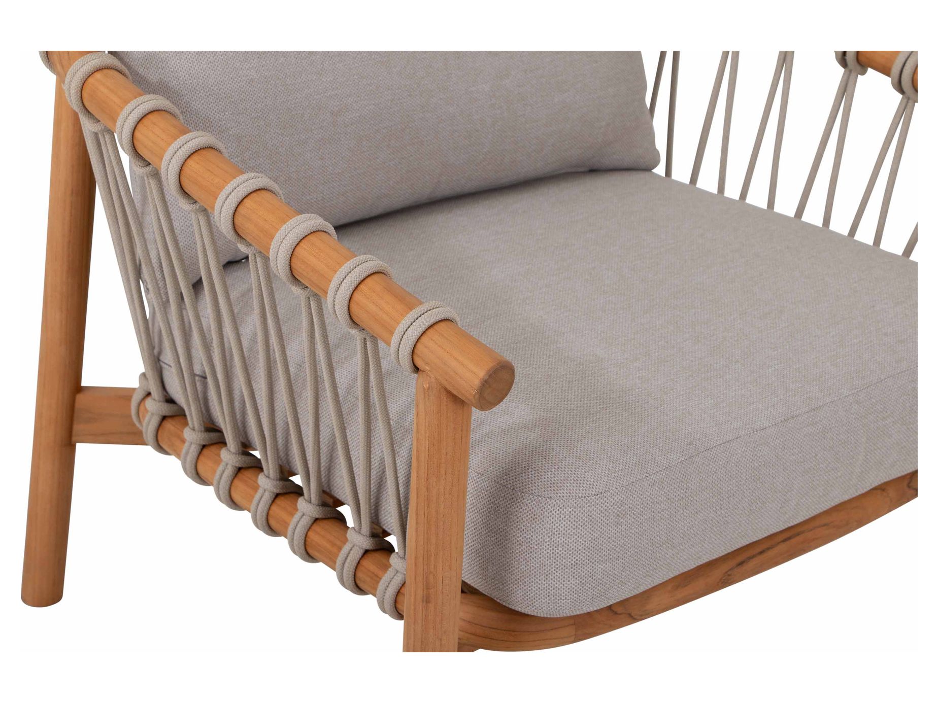 Alva soffgrupp Teak med beige dyna 3-sitssoffa, 2 st fåtöljer & bord 110x60 cm