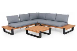 Long Island soffgrupp Teak med grå dyna 3-sitsavslut, 2-sitsavslut & soffbord
