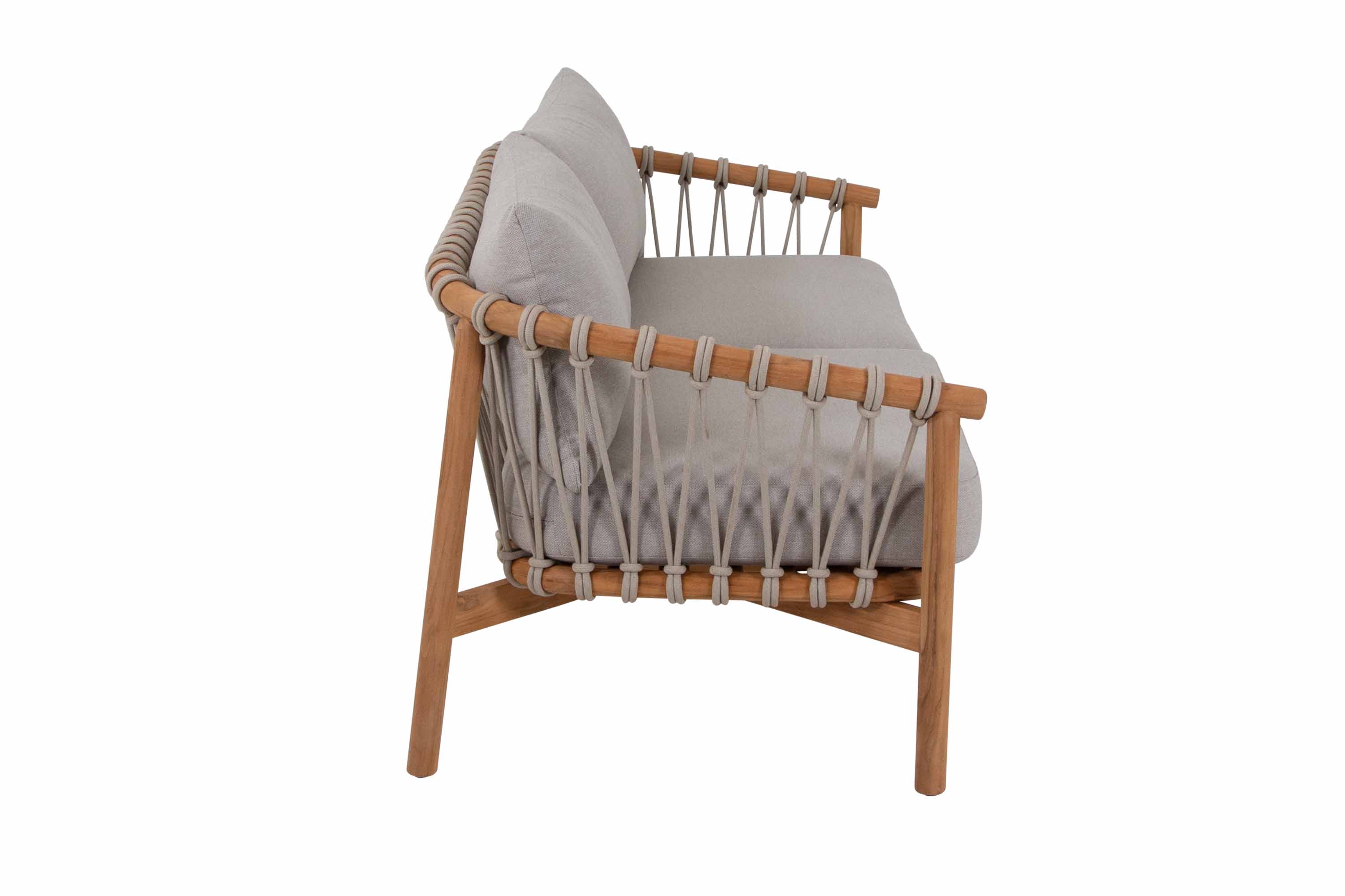 Alva soffgrupp Teak med beige dyna 3-sitssoffa, 2 st fåtöljer & bord 110x60 cm