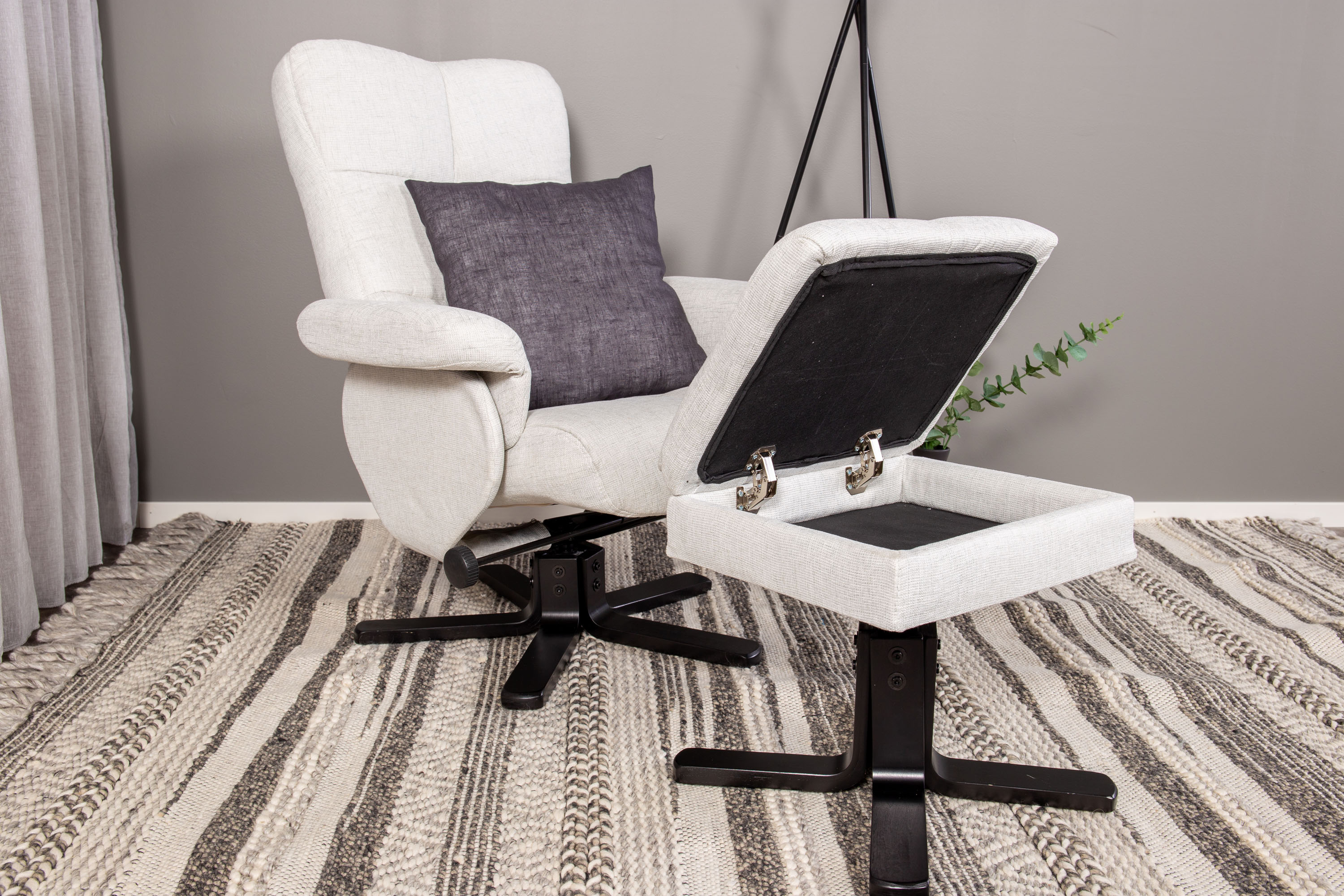 Sven hvilestol med fotskammel, grå