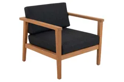 Seaford fåtölj Teak med grå dynor
