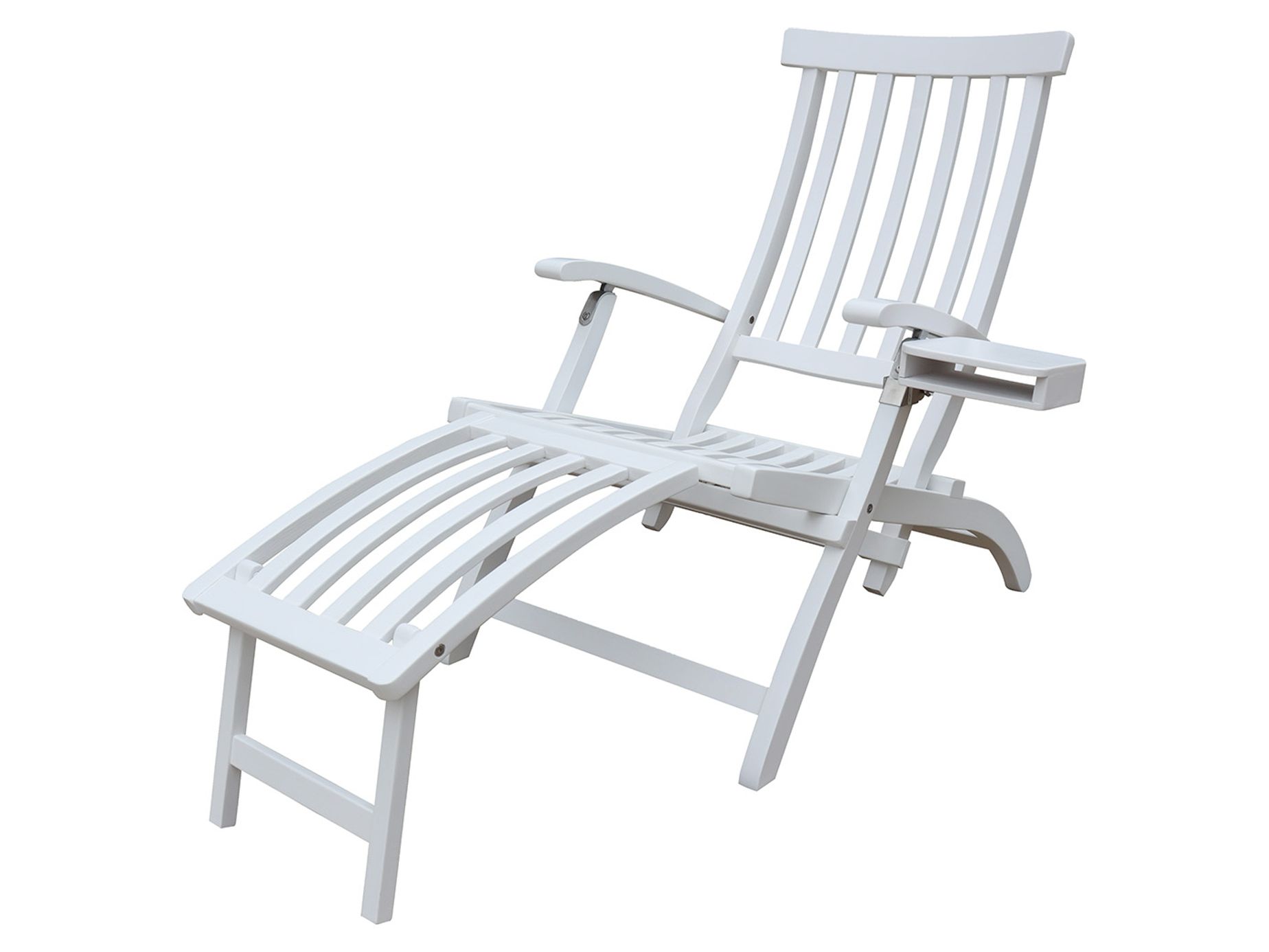 Lobby däckstol Vit inkl. bricka & regnskydd