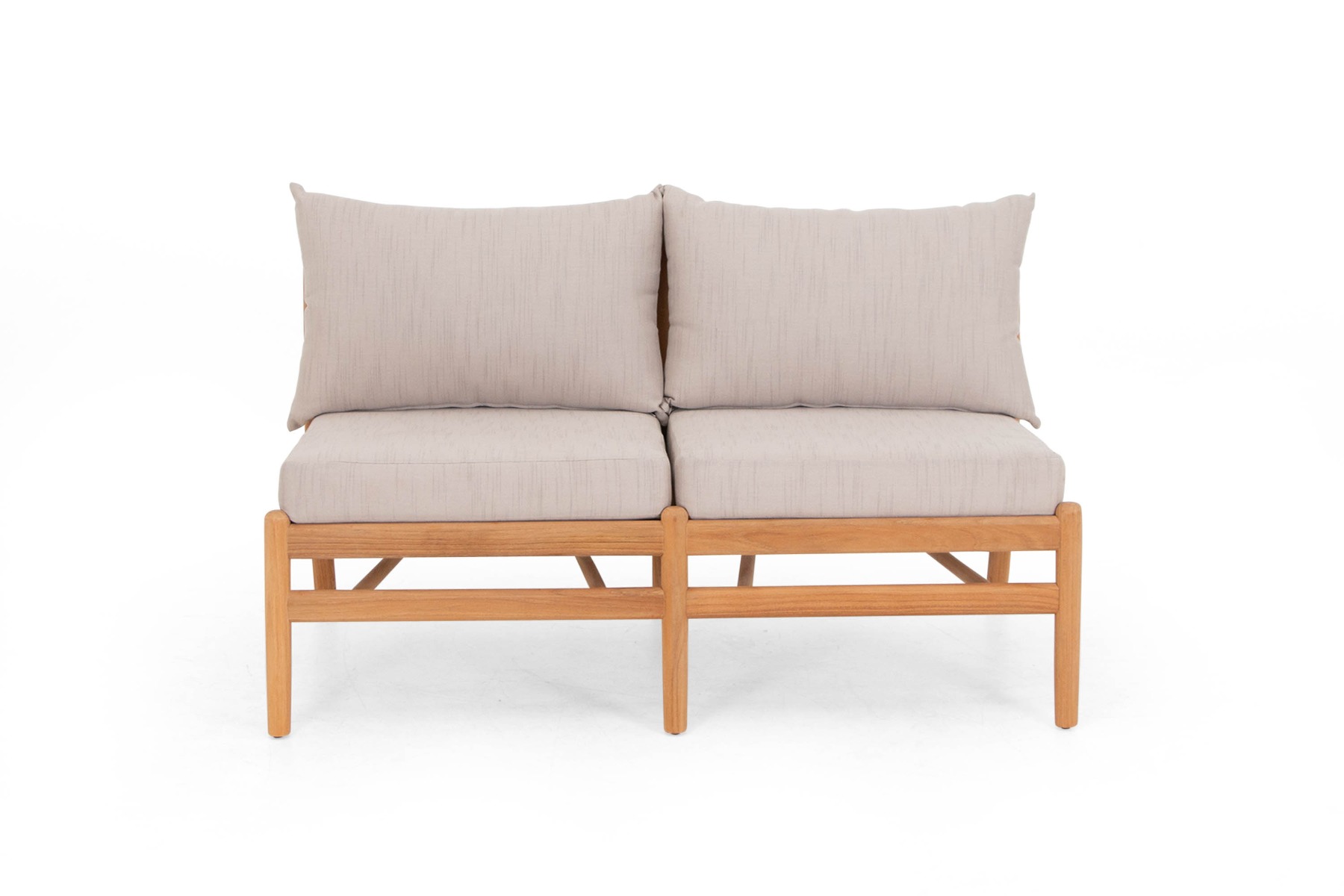 Hampton 2-sitsmodul Teak med beige dyna 125 x 68 x 70 cm