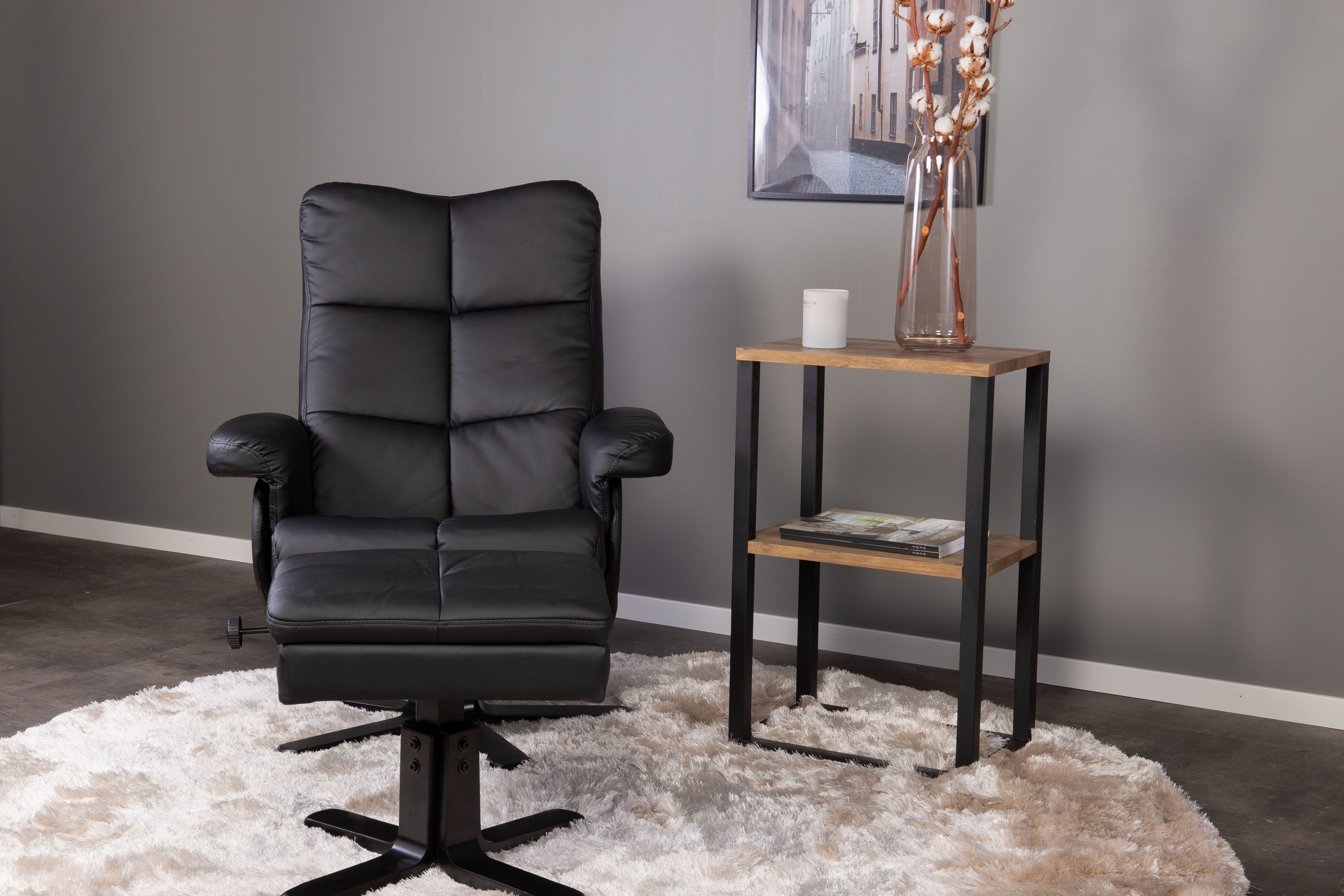 Sven hvilestol med fotskammel, svart