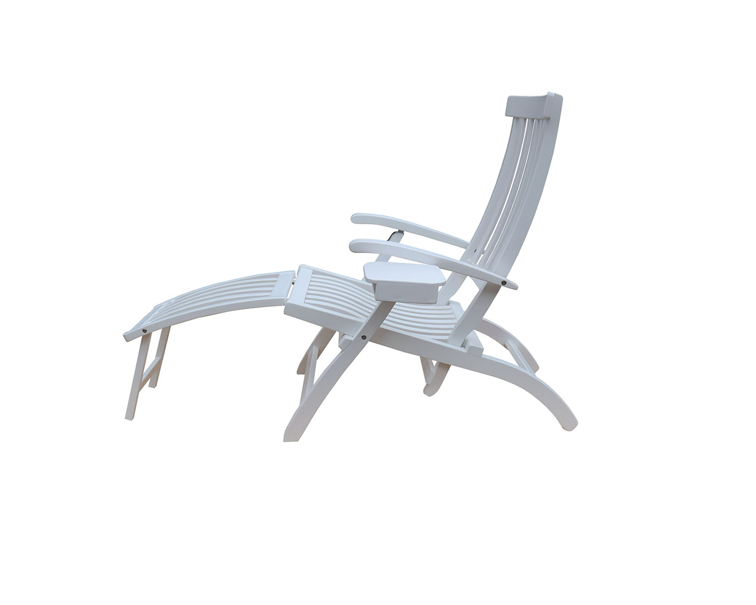 Lobby däckstol Vit inkl. bricka & regnskydd