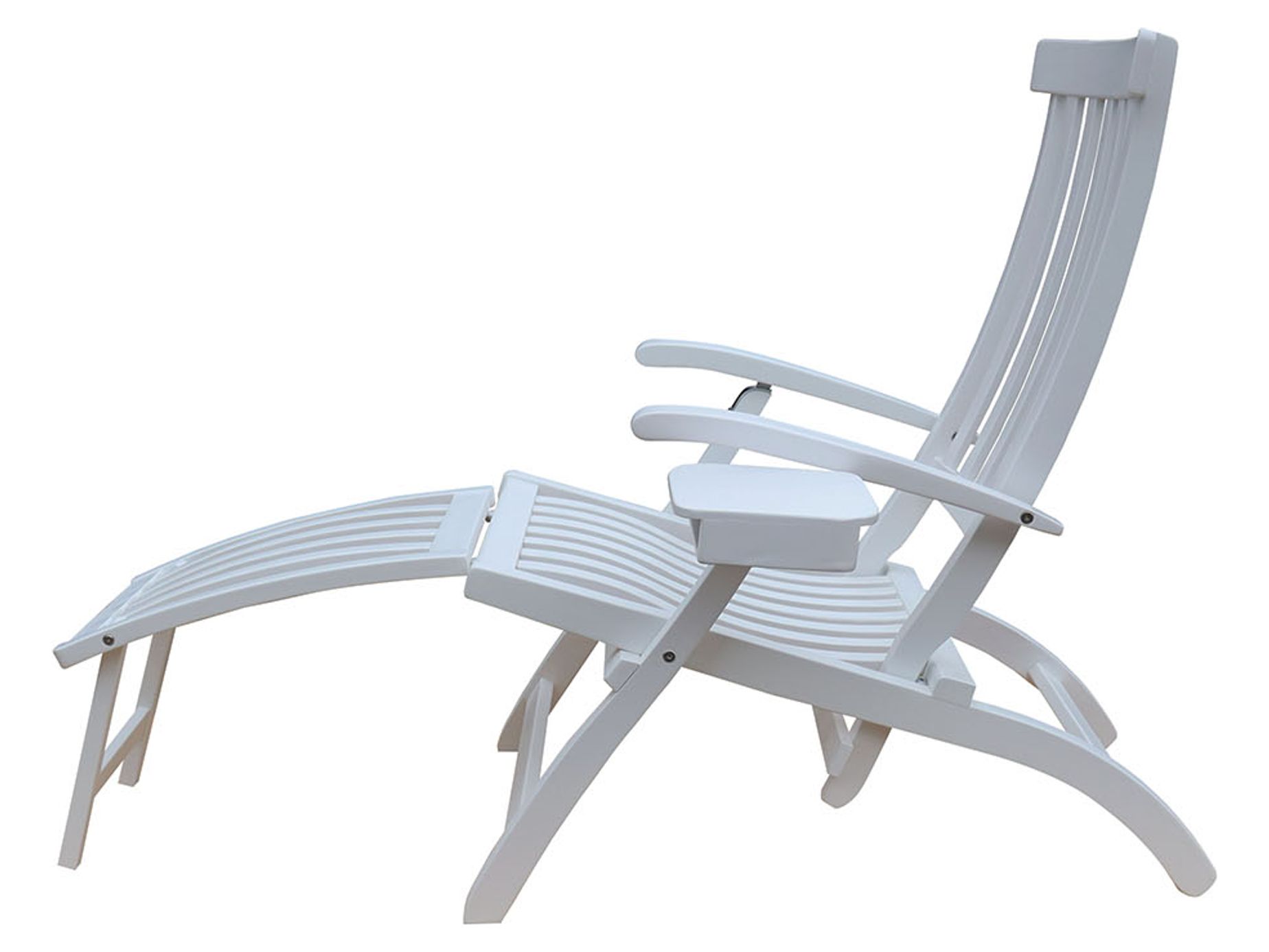 Lobby däckstol Vit inkl. bricka & regnskydd