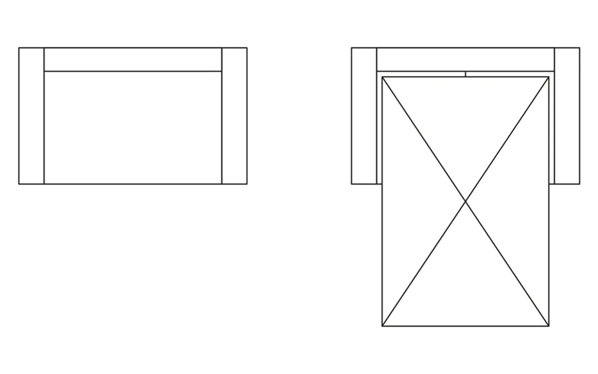 Tegning set ovenfra af Bäddsoffa 160 cm, 1 dyna