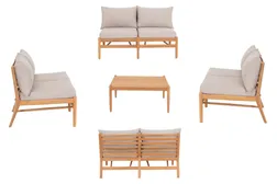 Hampton soffgrupp Teak med beige dyna 4 st 2-sitssoffor & bord