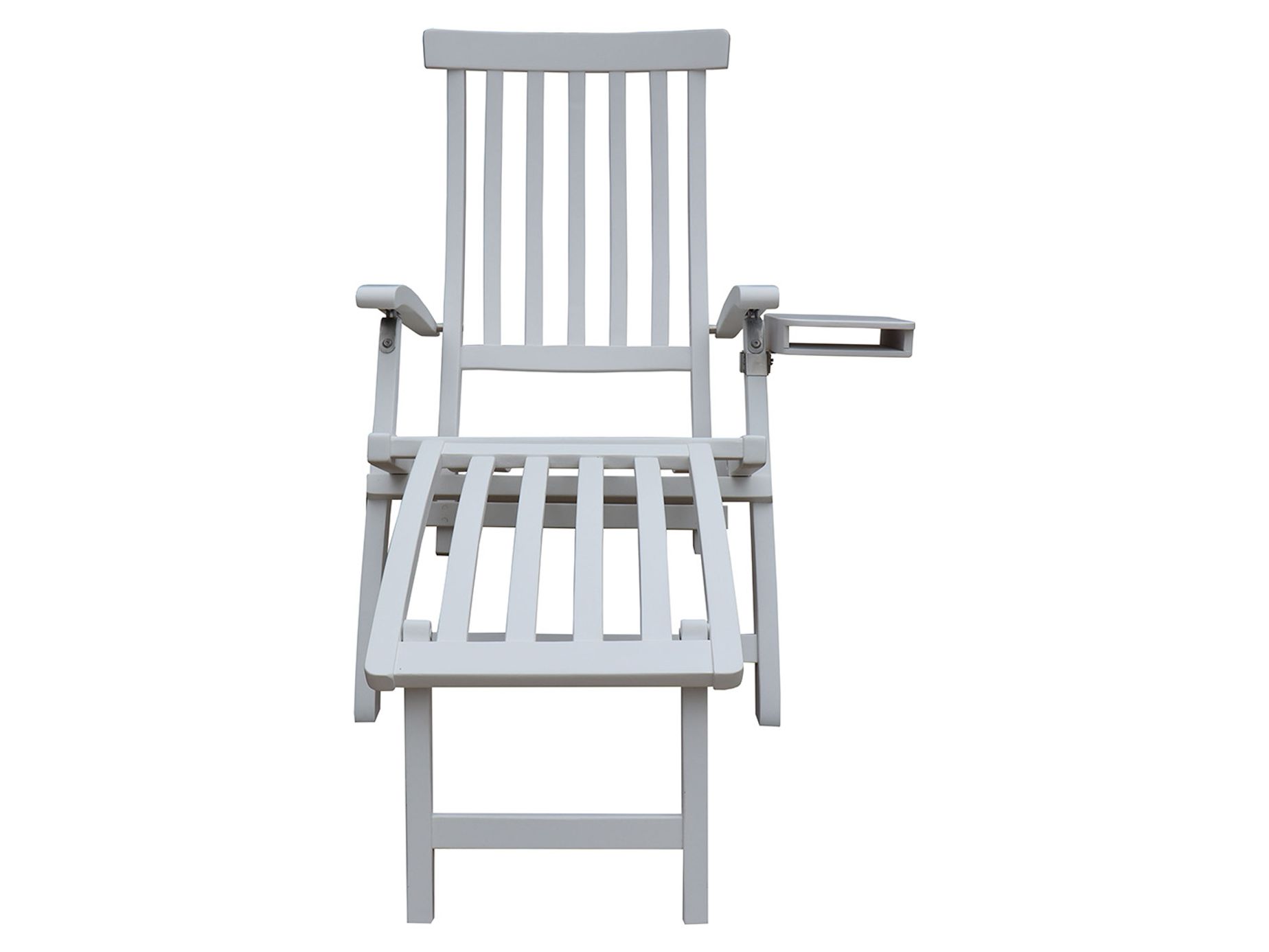 Lobby däckstol Vit inkl. bricka & regnskydd