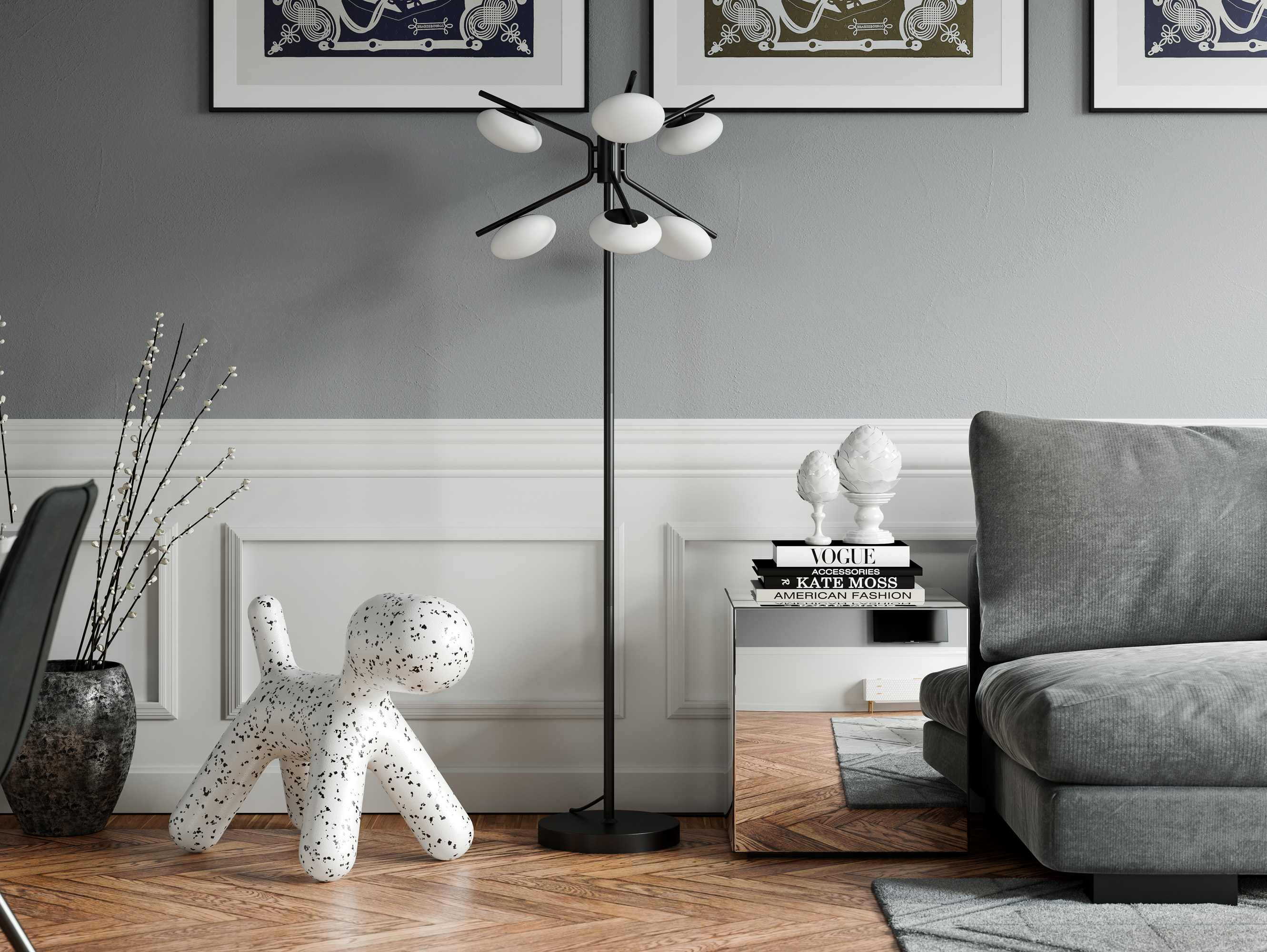 Imperia golvlampa matt svart