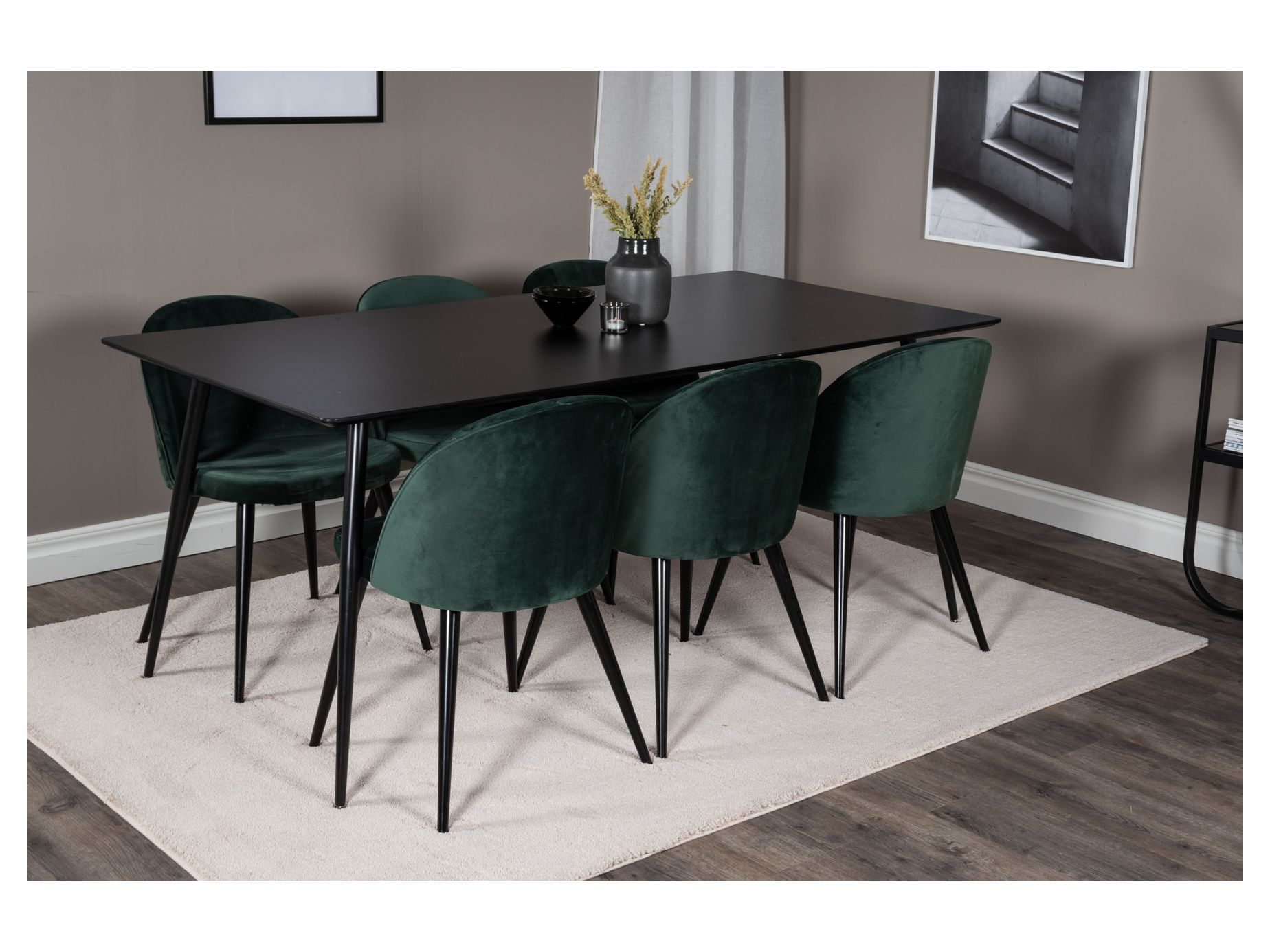 Köp Velvet matstol - Grön Sammet/svart från Venture Design - Bra Möbler