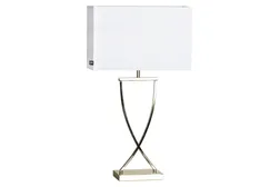 Omega bordslampa h69cm mässing/vit