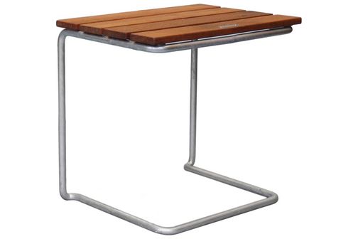 Footstool A3 - Untreated tiikki with hot galvanized base