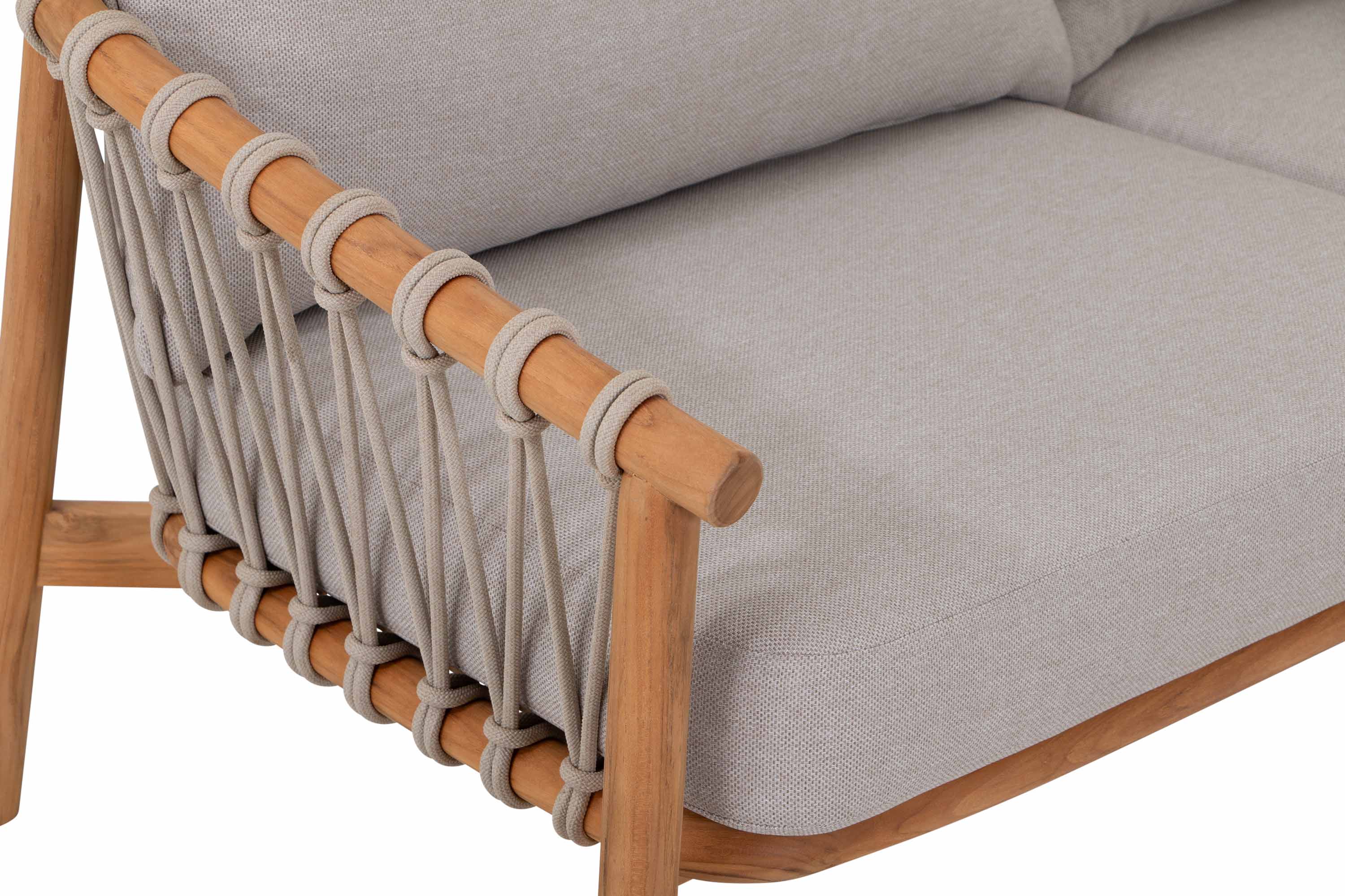 Alva soffgrupp Teak med beige dyna 3-sitssoffa, 2 st fåtöljer & bord 110x60 cm