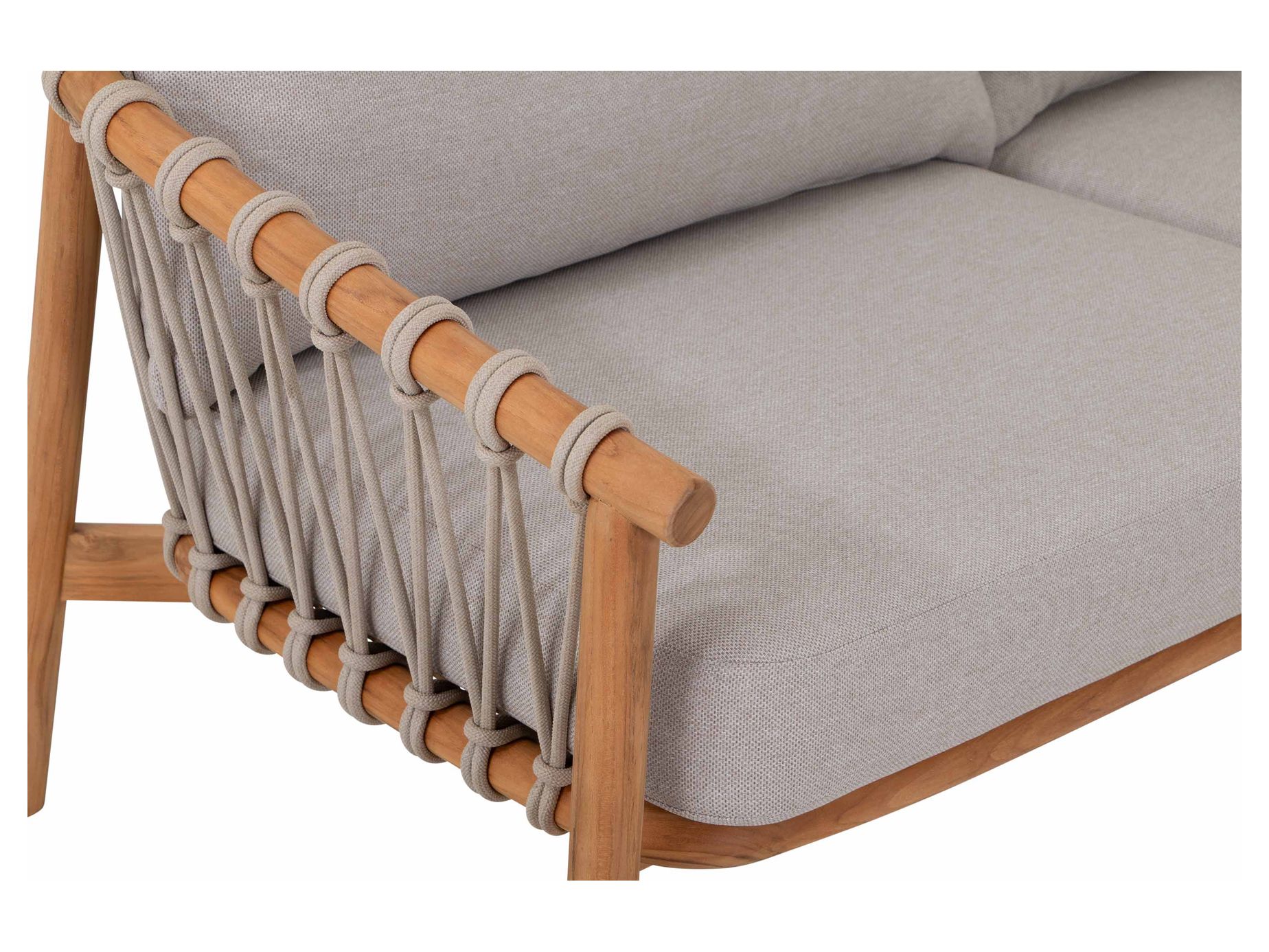 Alva soffgrupp Teak med beige dyna 3-sitssoffa, 2 st fåtöljer & bord 110x60 cm
