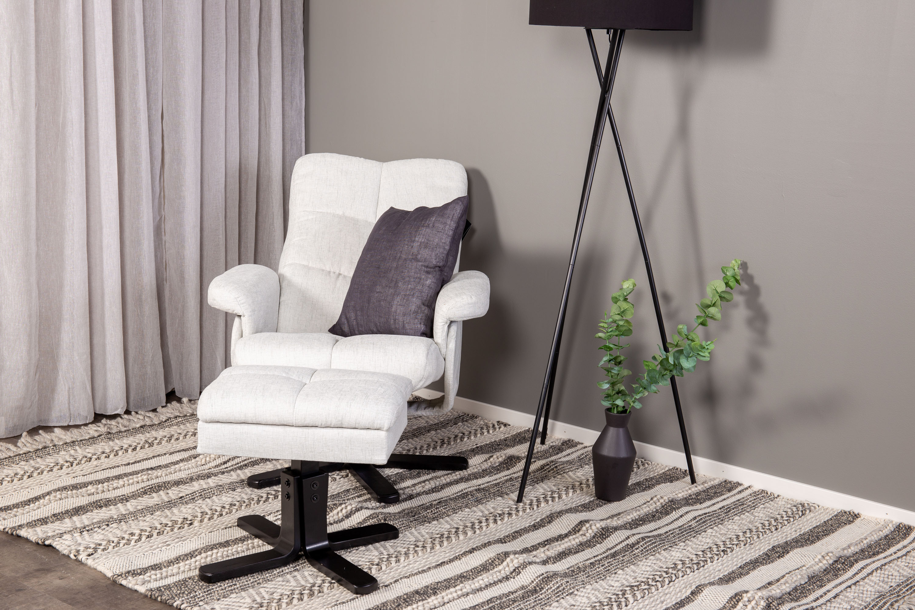 Sven hvilestol med fotskammel, grå