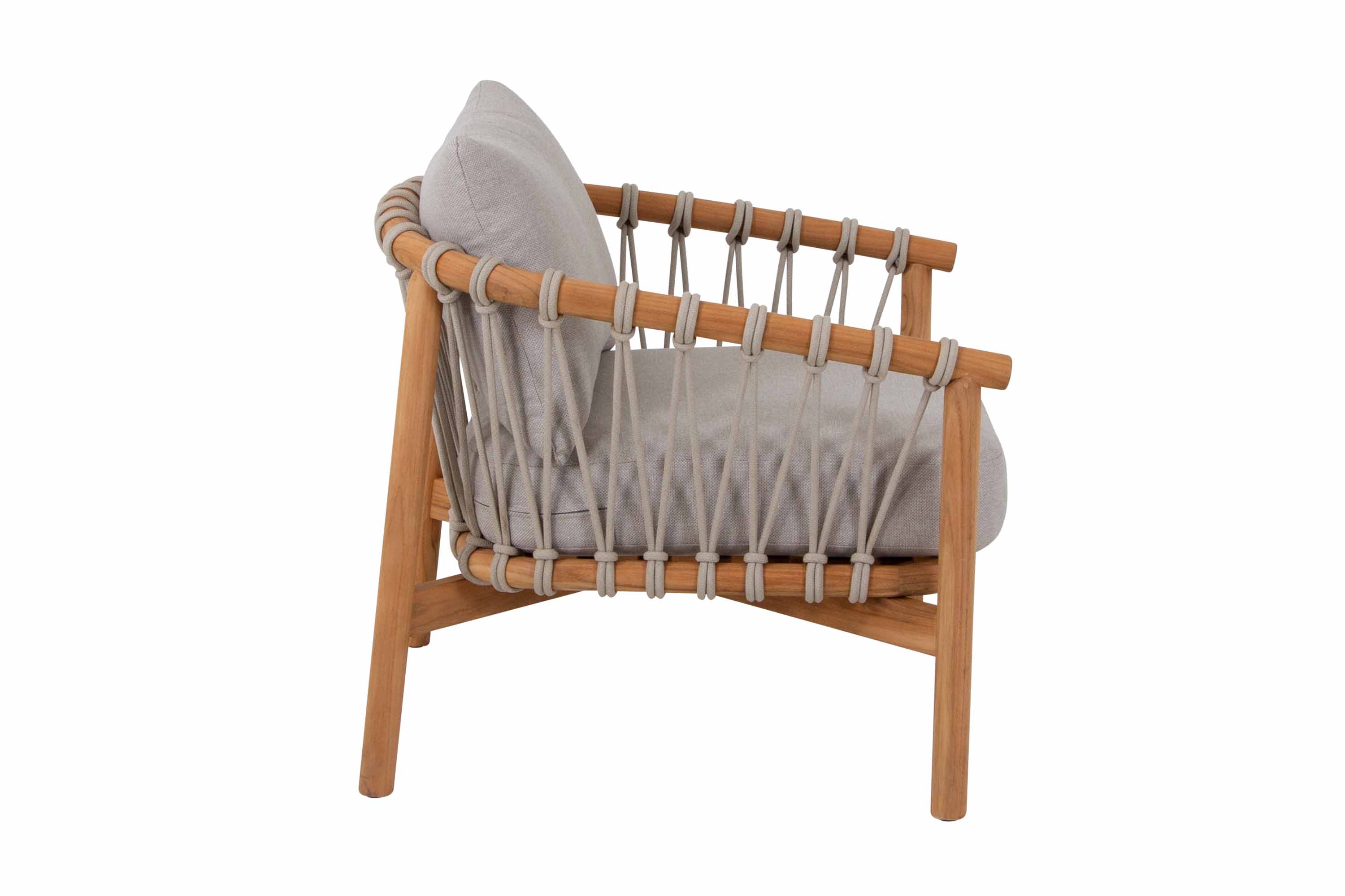 Alva soffgrupp Teak med beige dyna 3-sitssoffa, 2 st fåtöljer & bord 110x60 cm
