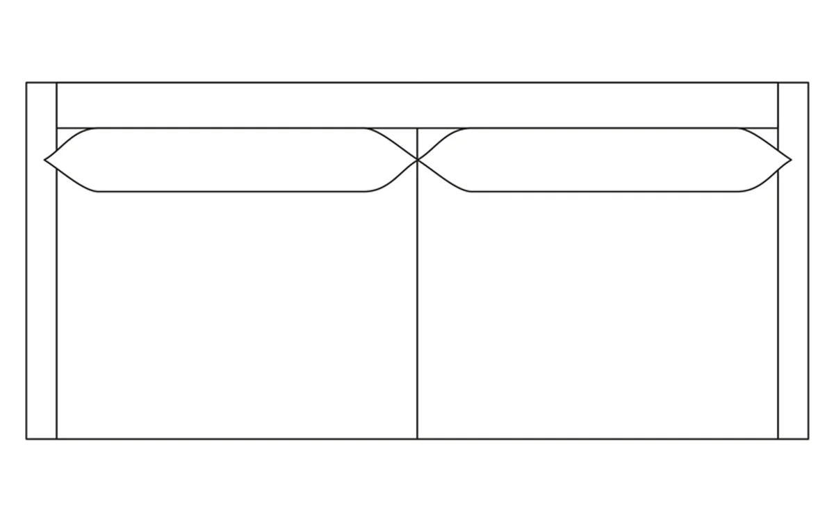 Tegning ovenfra av 2,5-sitssoffa