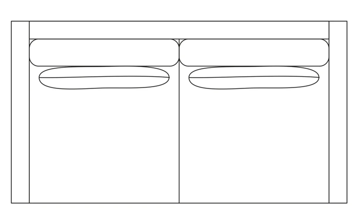 Tegning ovenfra av 2,5-sitssoffa