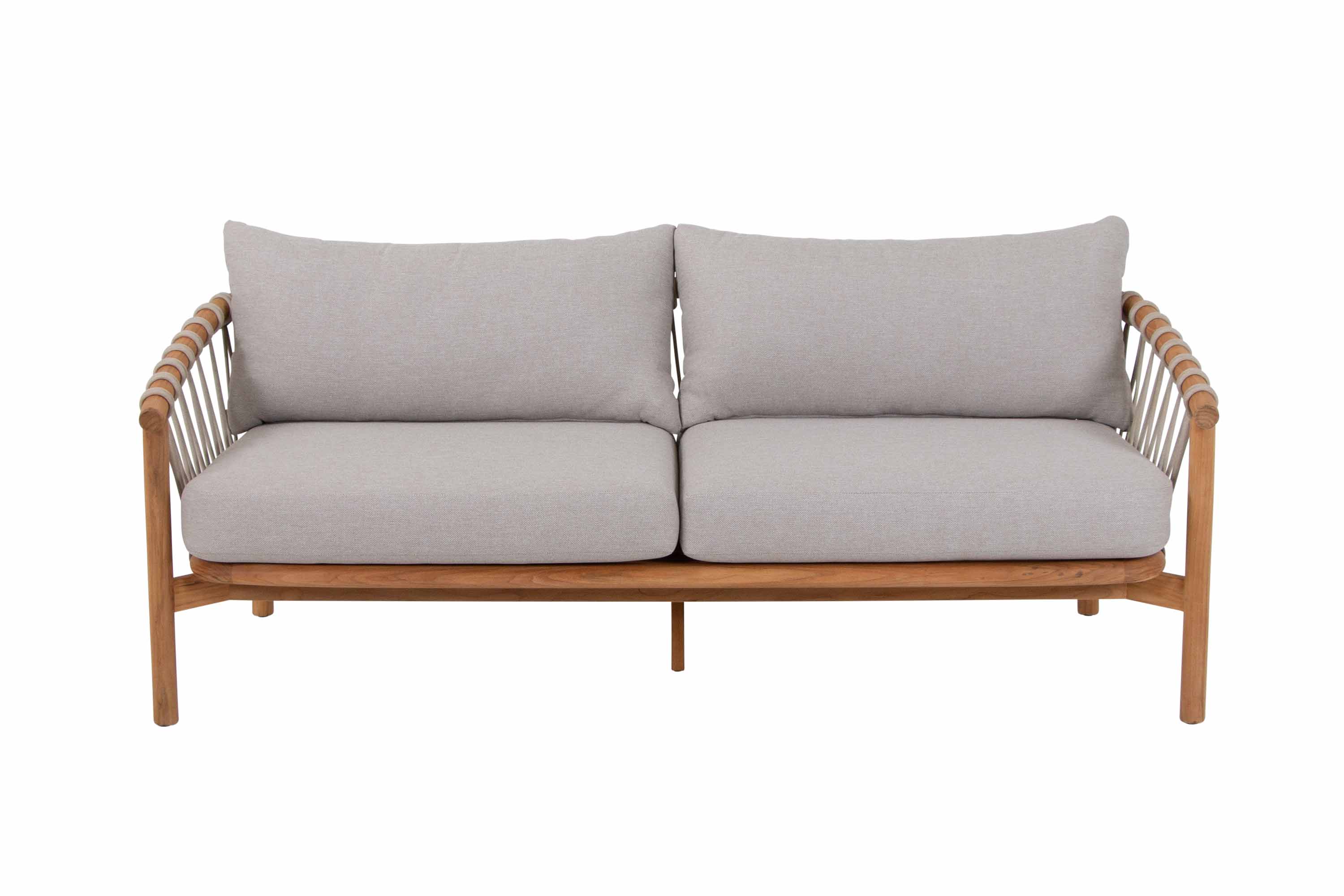 Alva soffgrupp Teak med beige dyna 3-sitssoffa, 2 st fåtöljer & bord 110x60 cm