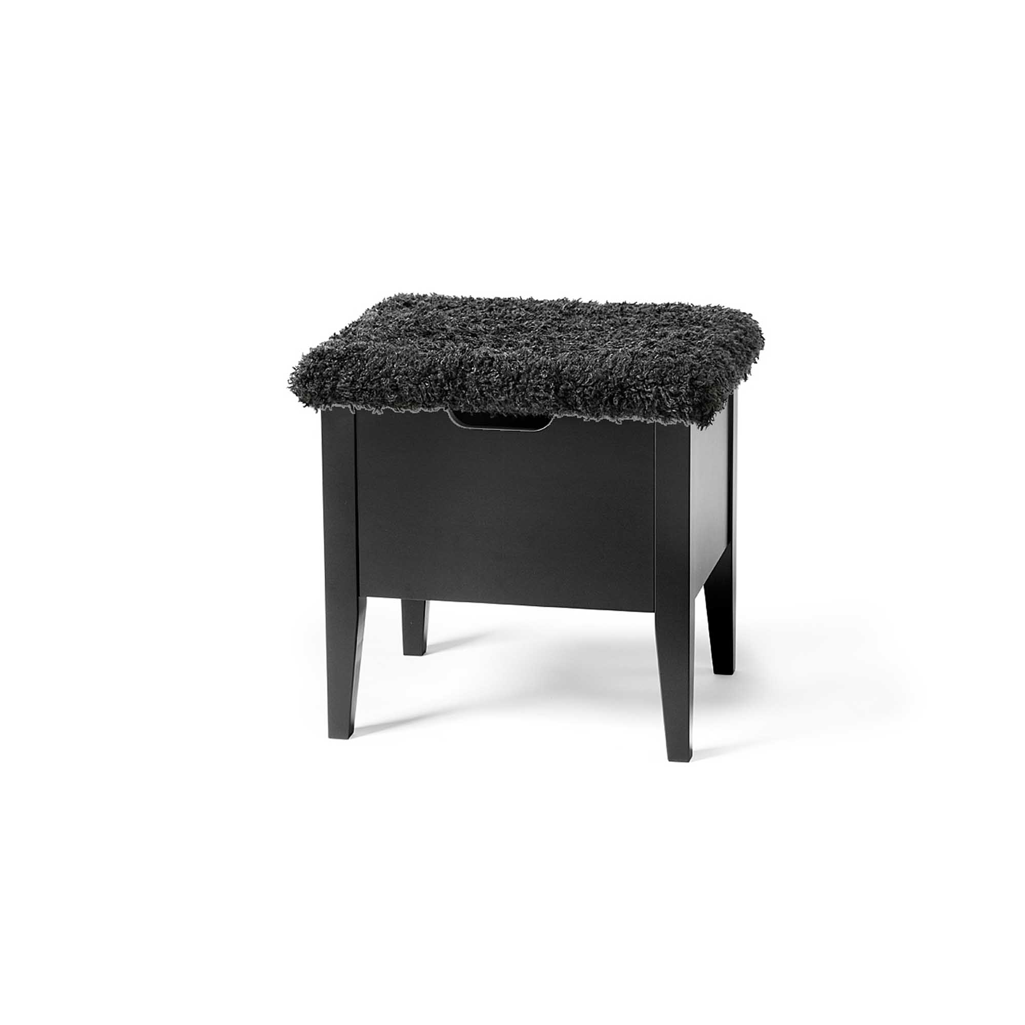 KLINTE bänk 45 cm svartlack med fårpäls