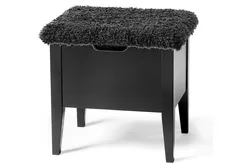 KLINTE bänk 45 cm svartlack med fårpäls