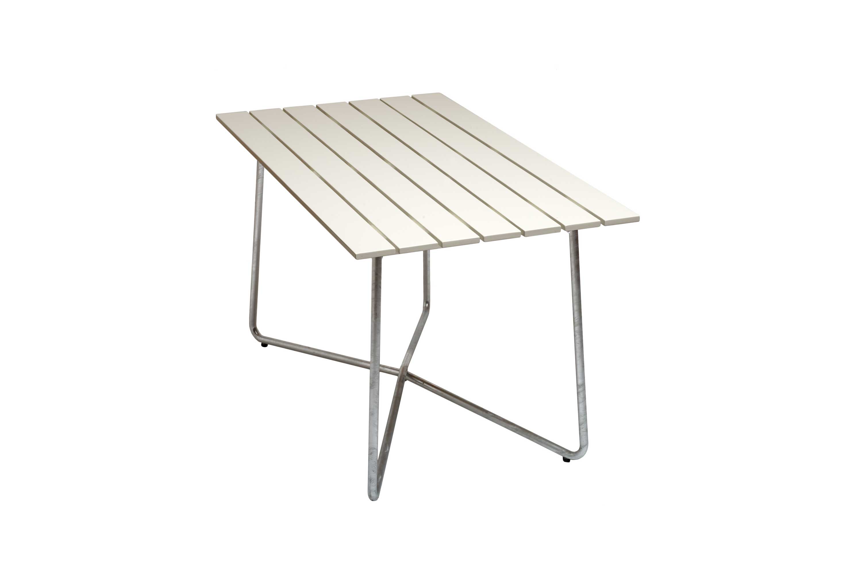 Table B25A 120 - White lacquered oak with hot galvanized base
