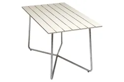 Table B25A 120 - White lacquered oak with hot galvanized base
