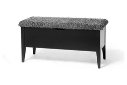 KLINTE bänk 90 cm svartlack med fårpäls