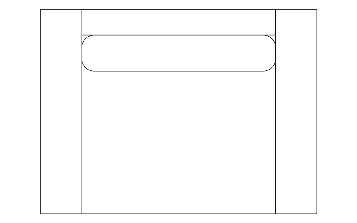 Tegning ovenfra av 1,5-sitssoffa, 104 cm
