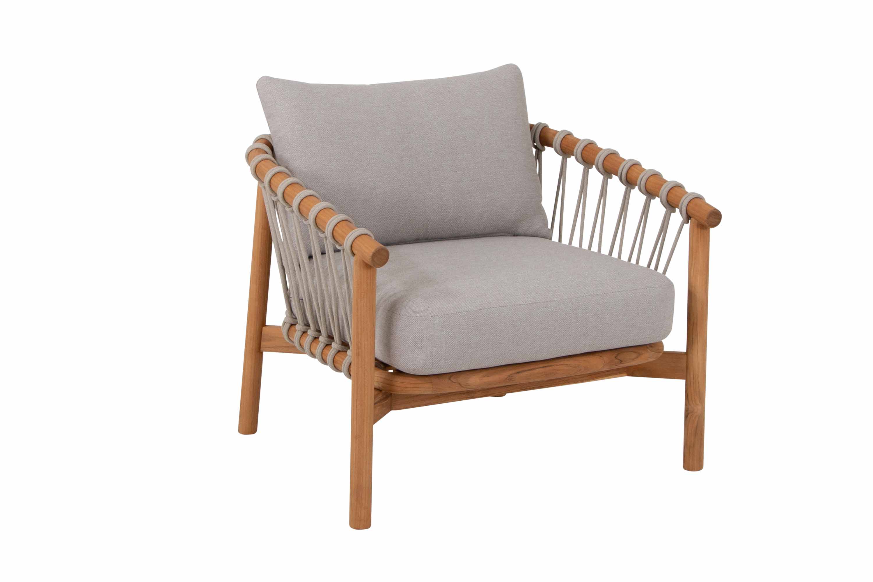 Alva soffgrupp Teak med beige dyna 3-sitssoffa, 2 st fåtöljer & bord 110x60 cm