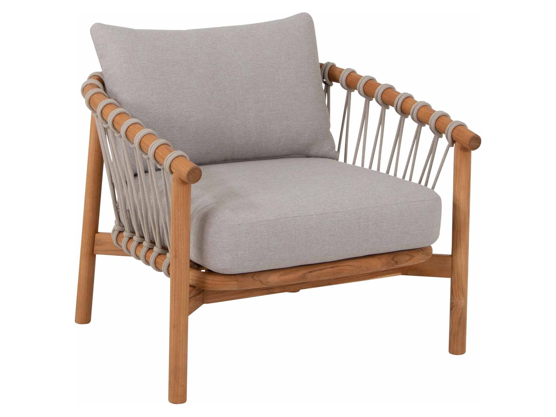 Alva soffgrupp Teak med beige dyna 3-sitssoffa, 2 st fåtöljer & bord 110x60 cm