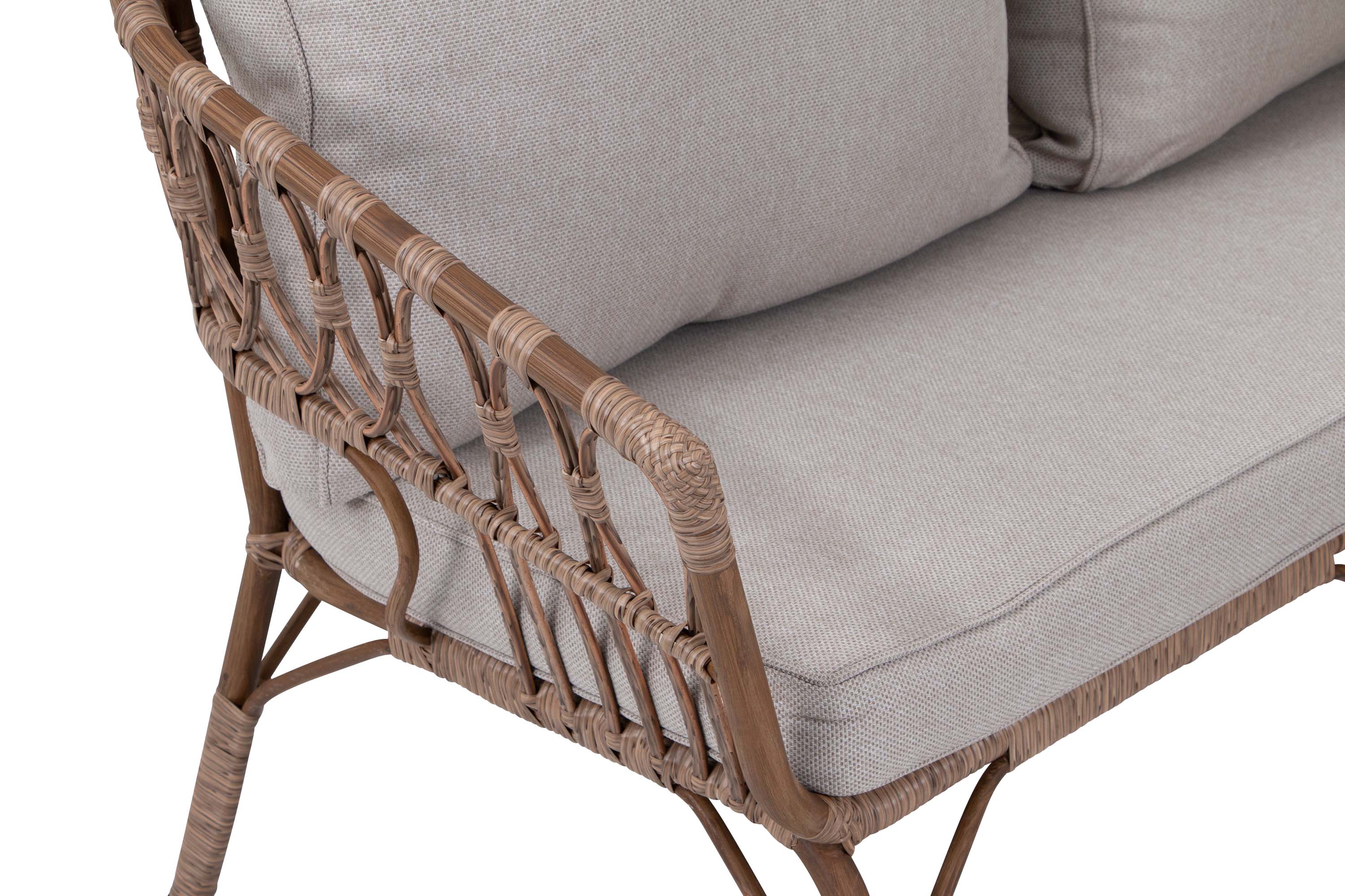 Nimbus soffgrupp Natur med beige dyna 2-sitssoffa, 2 fåtöljer & bord 90x50 cm