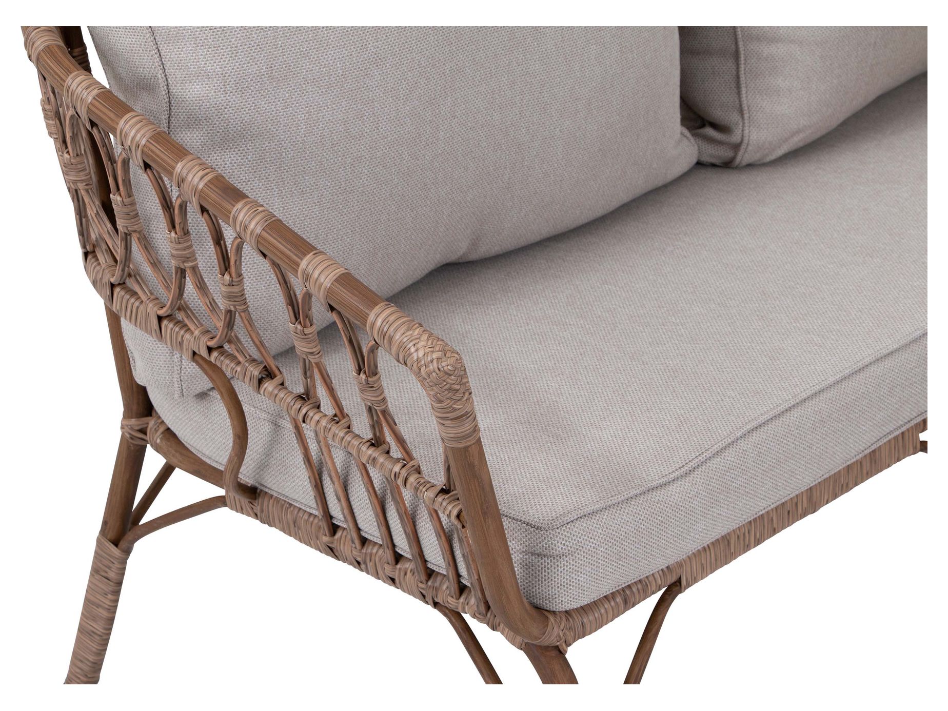 Nimbus soffgrupp Natur med beige dyna 2-sitssoffa, 2 fåtöljer & bord 90x50 cm