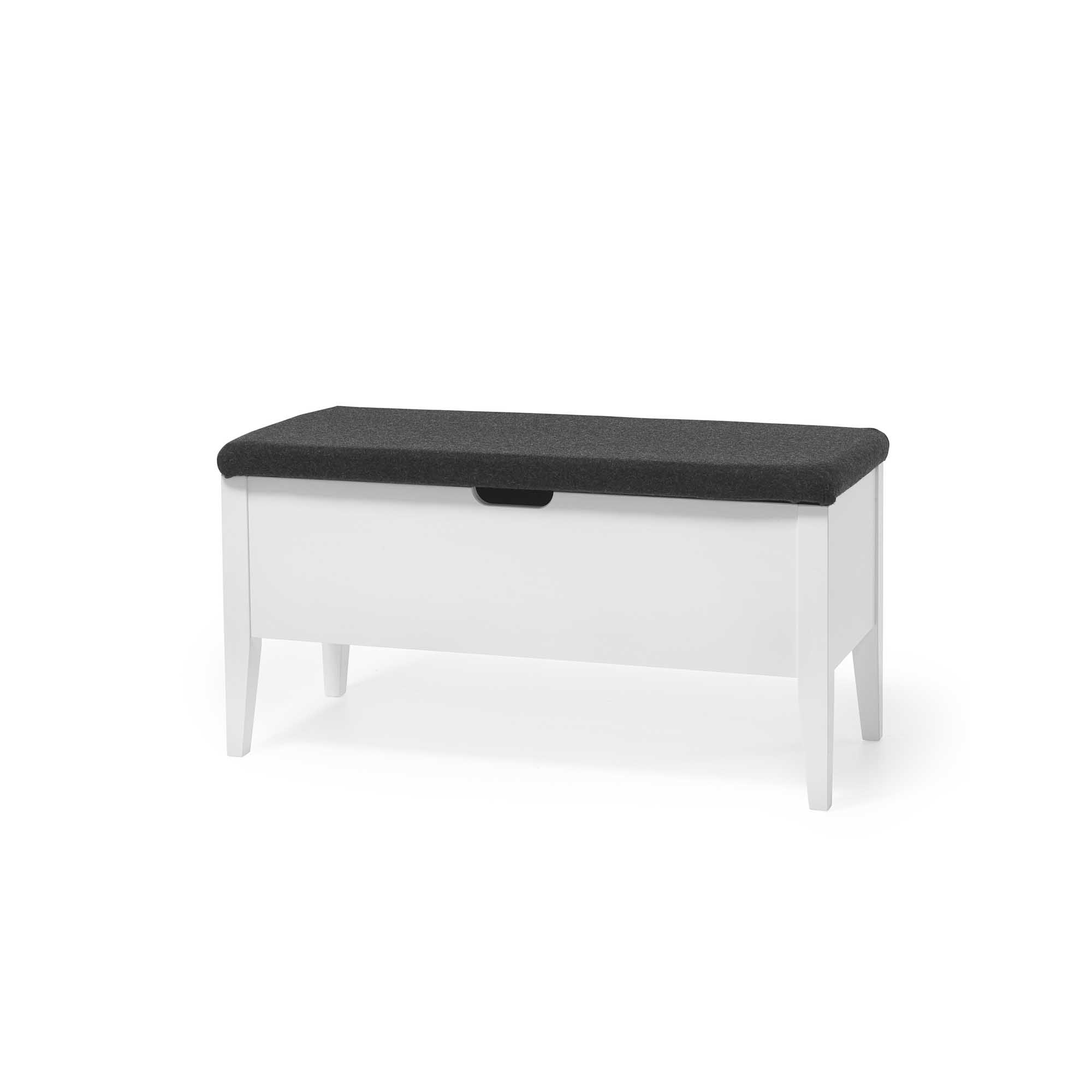 KLINTE bänk 90 cm vitlack med Nojus ulltyg