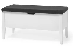 KLINTE bänk 90 cm vitlack med Nojus ulltyg