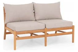Hampton 2-sitsmodul Teak med beige dyna 125 x 68 x 70 cm