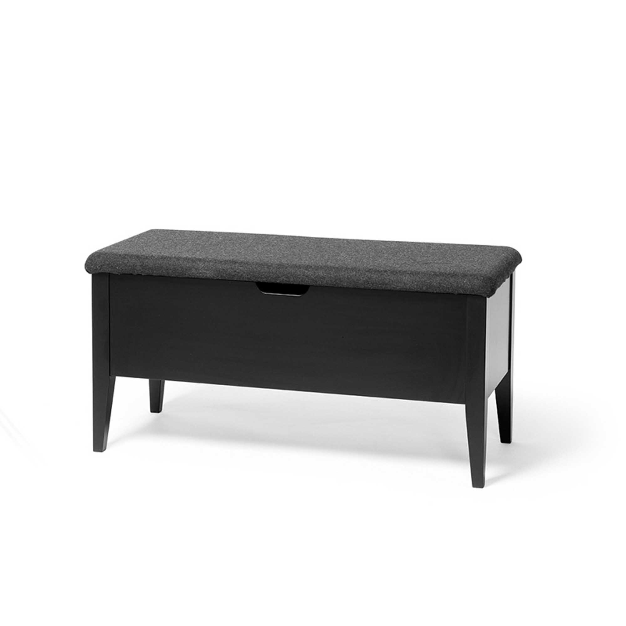 KLINTE bänk 90 cm svartlack med Nojus ulltyg