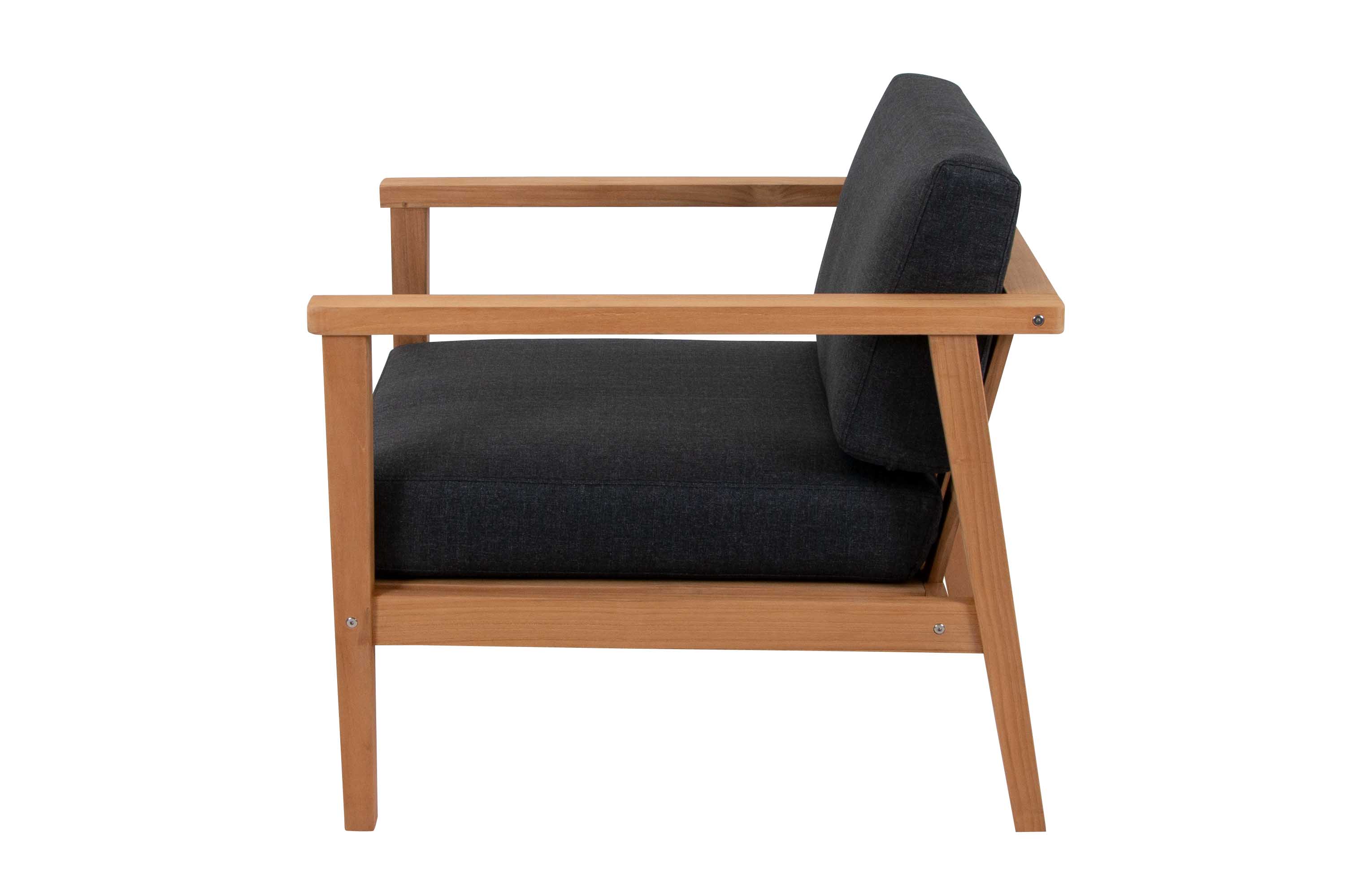 Seaford fåtölj Teak med grå dynor