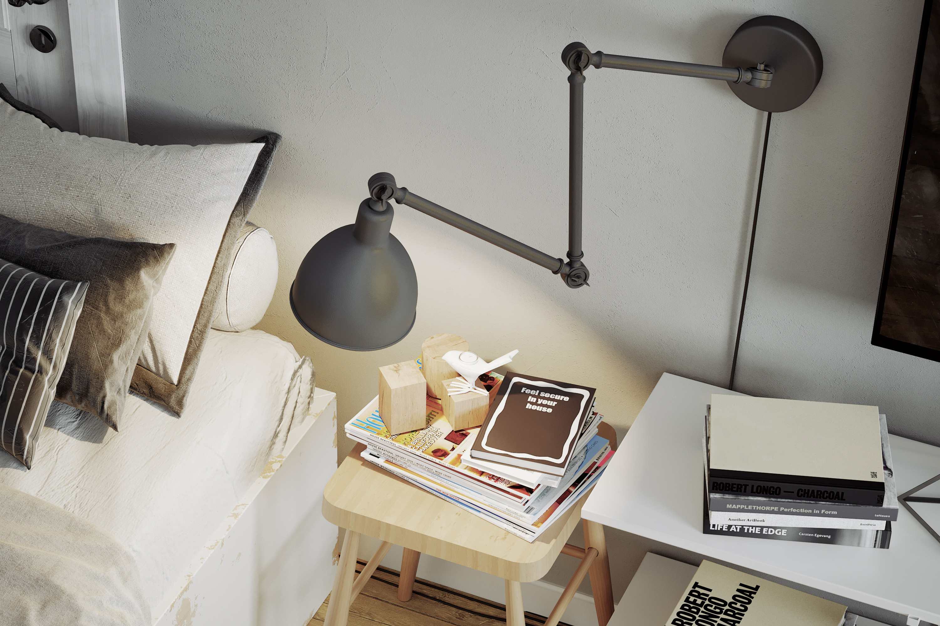 Bazar vägglampa l61.5-122.cm Svart