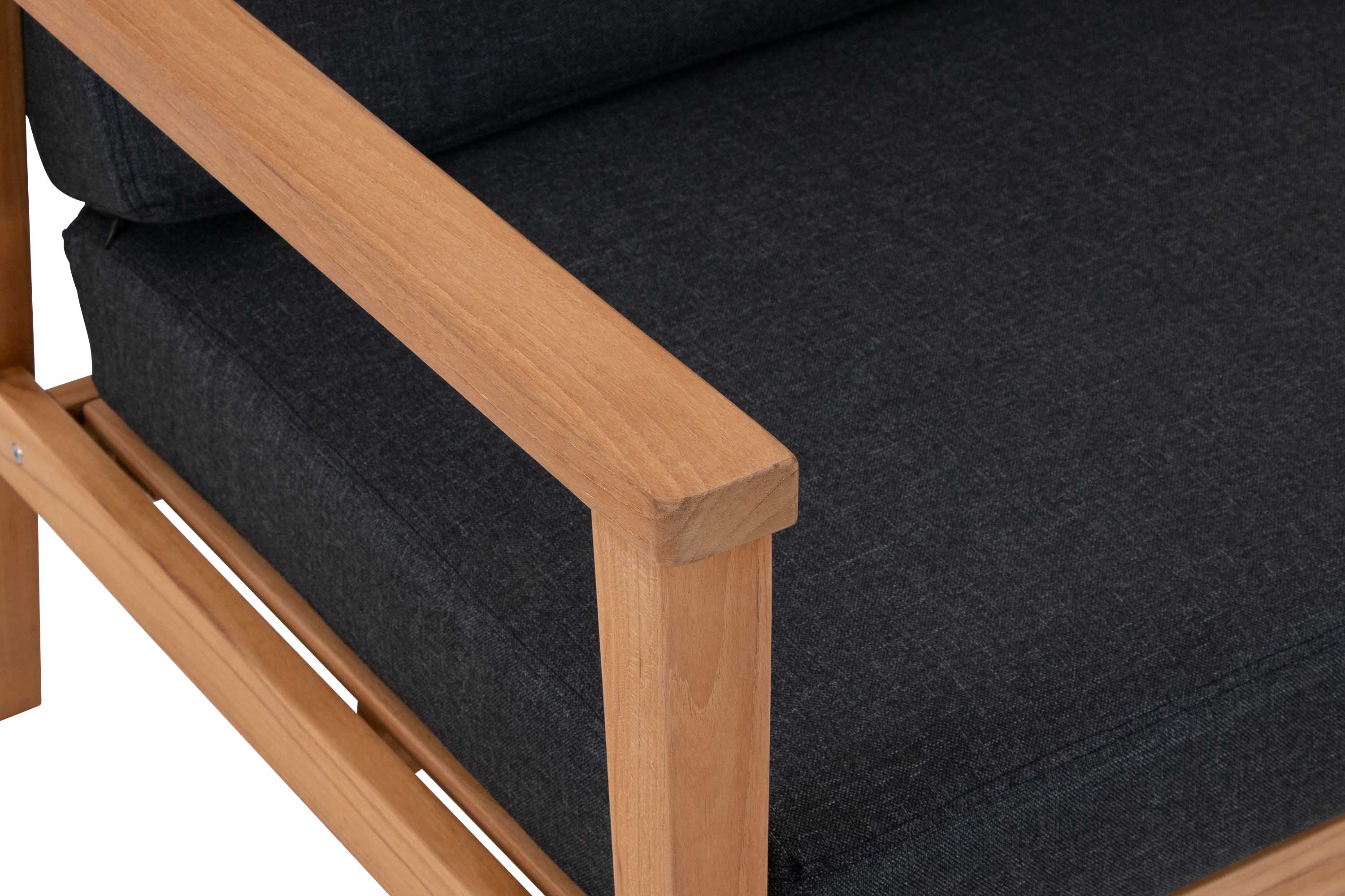 Seaford fåtölj Teak med grå dynor