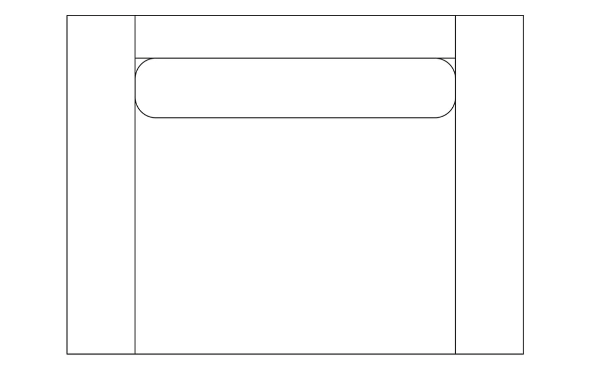 Tegning ovenfra av 1,5-sitssoffa, 91 cm