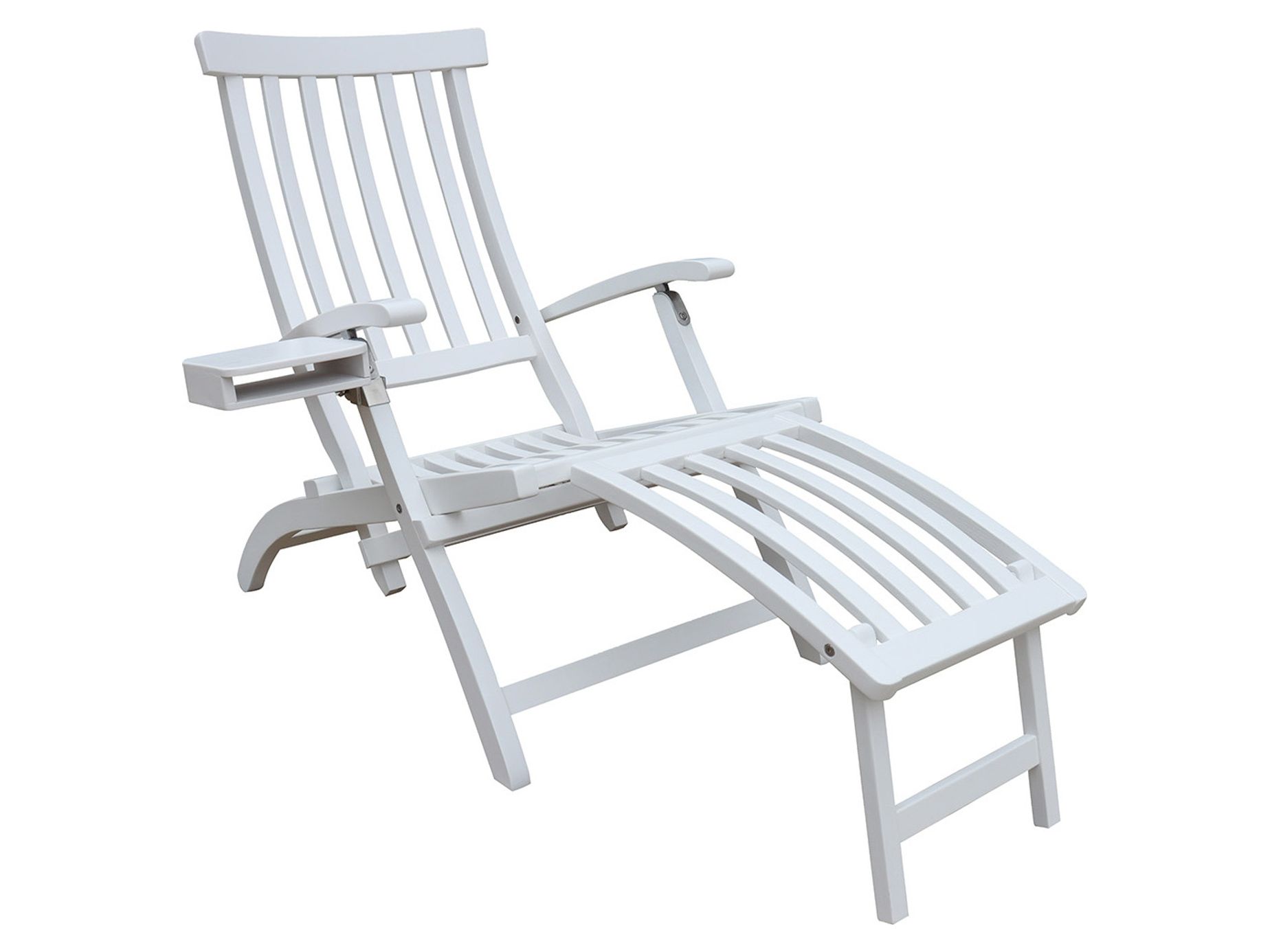 Lobby däckstol Vit inkl. bricka & regnskydd