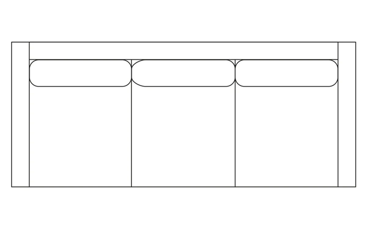 Piirros ylhäältä: 3,5-sitssoffa, 3 sittdynor