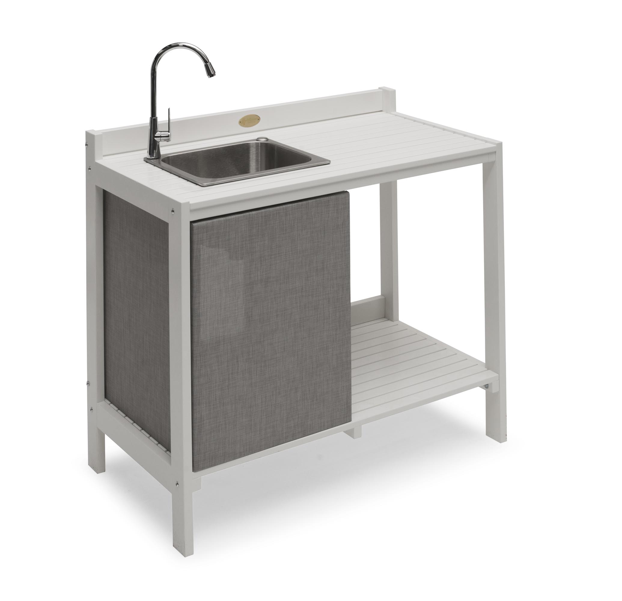 Läckö ulkokeittiö pesualtaalla