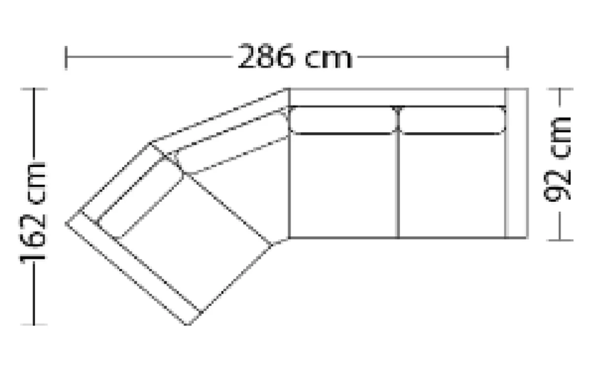 Piirros ylhäältä: Hörnsoffa 1 + 2 höger