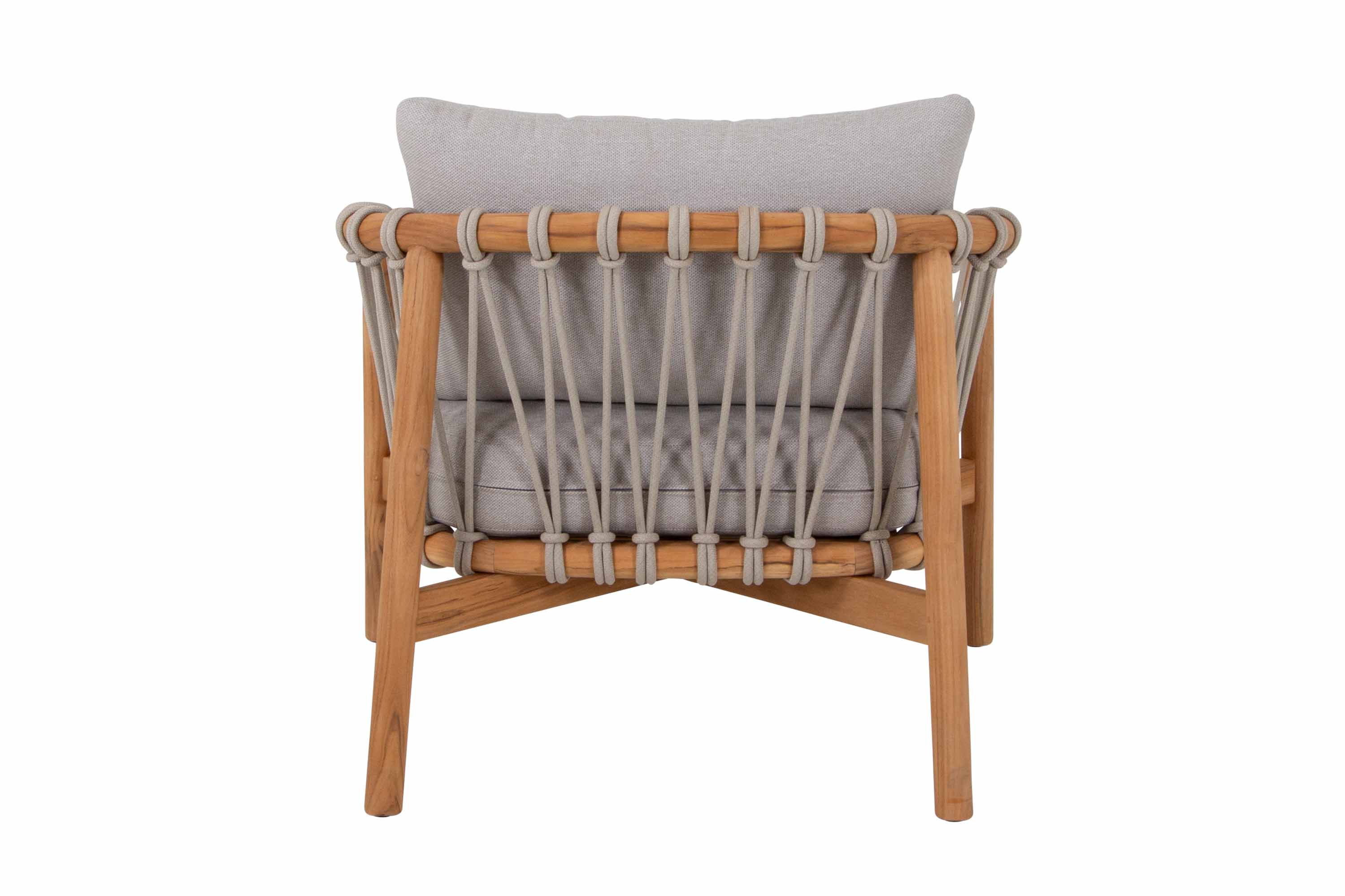 Alva soffgrupp Teak med beige dyna 3-sitssoffa, 2 st fåtöljer & bord 110x60 cm