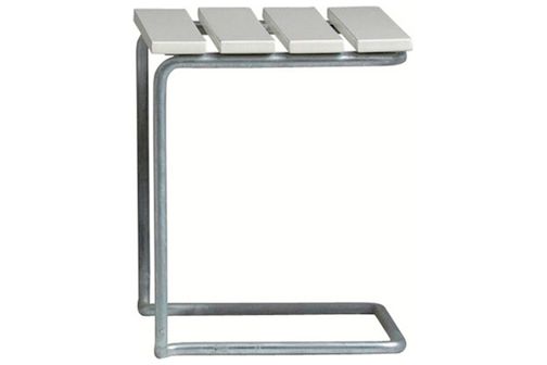 Footstool A3 - White lacquered oak with hot galvanized base