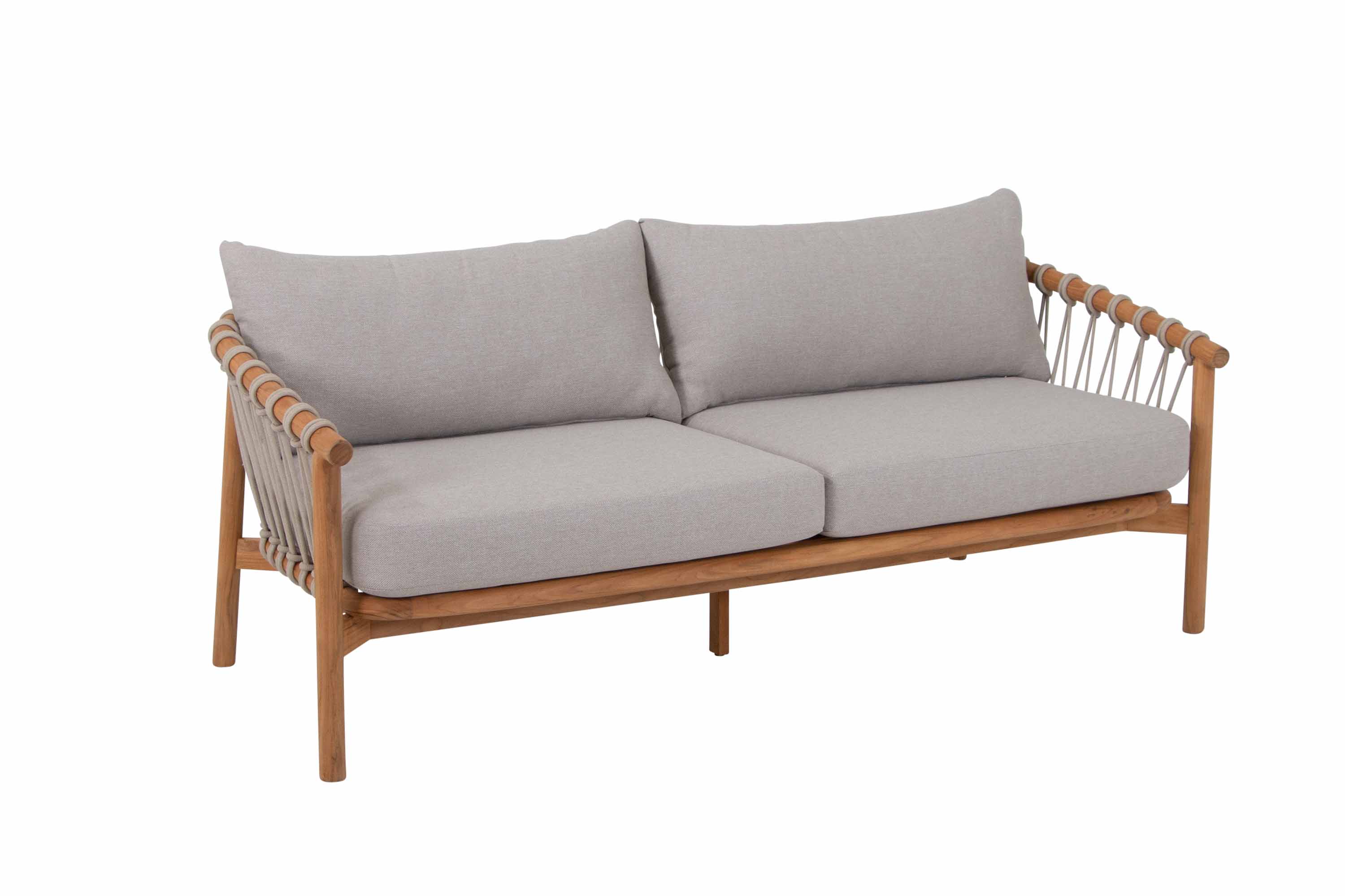 Alva soffgrupp Teak med beige dyna 3-sitssoffa, 2 st fåtöljer & bord 110x60 cm